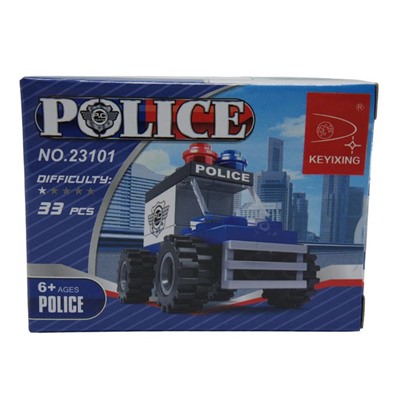 Конструктор Police 33дет. Полицейская техника 9*7см  / коробка 23101