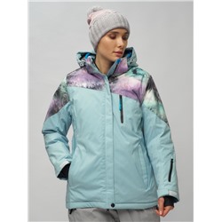 Горнолыжный костюм женский большого размера голубого цвета 02263Gl