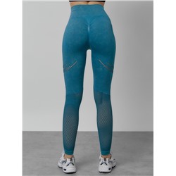 Легинсы для фитнеса женские бирюзового цвета 1004Br