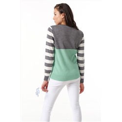 Джемпер вязаный классический в полоску мятный