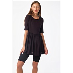 Футболка летняя удлиненная из вискозы черная