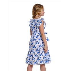 Платье UD 7590 цветы/голуб