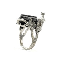 Кольцо и серьги турмалин шерл, размер-18