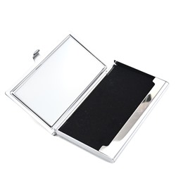 Сувенирная визитница с камнем соколиный глаз, серебристая