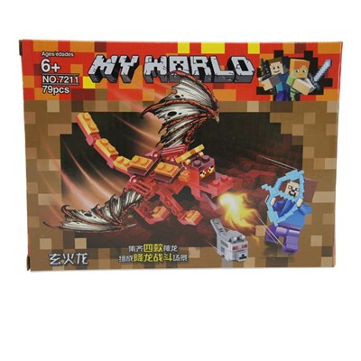 Конструктор My World Дракон 79дет.19*14см / коробка 7211-1