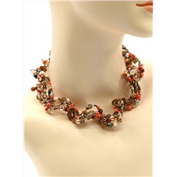 Бусы, браслет "Волна" 5 нитей цв.коралловый, 45см,18см.