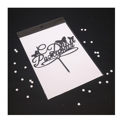 Топпер "С Днем рождения, бабочки" черный 7*14 см