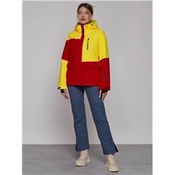 Горнолыжная куртка женская зимняя желтого цвета 2302-1J