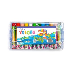Пастель масляная 12 цв. Yalong Тукан круглая в пласт. пенале YL23002-12