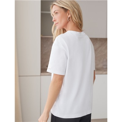 Футболка с принтом свободная эластичная из премиального хлопка