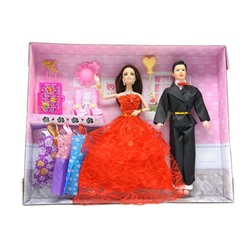 Кукла Мама в бальном платье + Папа + одежда + аксессуары 42*32см / коробка RX977B-3