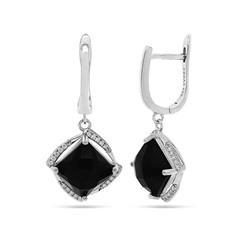Серьги из серебра оникс, МЦВА382