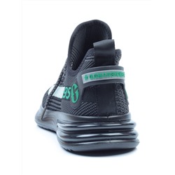 HA102-2 BLACK/GREEN Кроссовки мужские (текстиль)