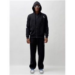 Спортивный костюм мужской демисезонный на флисе черного цвета 341Ch