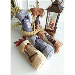 Полотенце из микрофибры "Подковы" с атласной каймой 35*75 см.