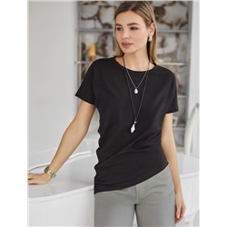 Футболка из премиального хлопка с ассемитричным низом