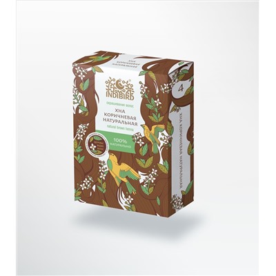 Indibird окрашивание волос ХНА КОРИЧНЕВАЯ НАТУРАЛЬНАЯ (natural brown henna), Индибёрд, 100 г.