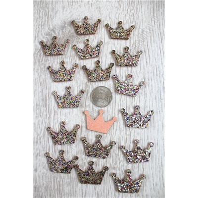 Патч с пайетками "Корона" 3,5*2,5 см (20 шт) SF-1528, серебро