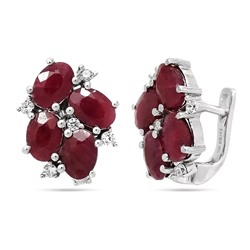 Серьги из серебра рубин корунд, Пафос