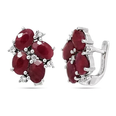 Серьги из серебра рубин корунд, Пафос