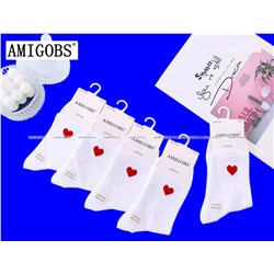 AMIGOBS носки женские белые "СЕРДЦЕ" арт. 9367