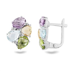 Серьги, аметист , перидот , топаз , цитрин, Виола