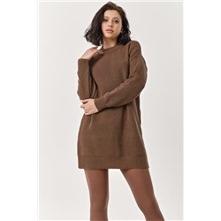 Платье вязаное короткое из шерсти кофейное