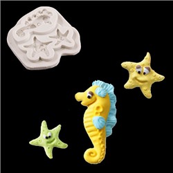 Силиконовый молд "Морской конек, морские звезды" 9*10 см