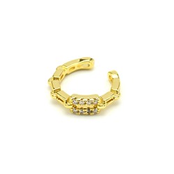 Серьга-кафф 13*3,5мм с фианитами, цв.золотистый, 1 штука