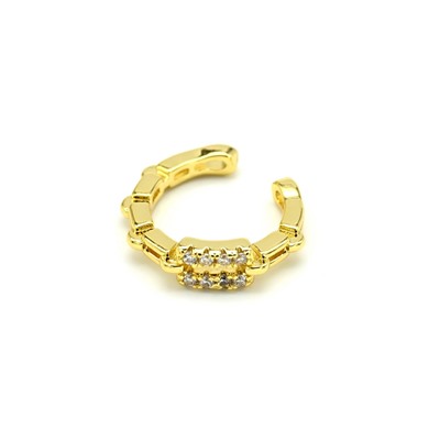 Серьга-кафф 13*3,5мм с фианитами, цв.золотистый, 1 штука