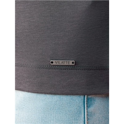 Джемпер хенли из полотна пике с меланжевым плетением с эластаном