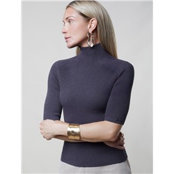 Водолазка тонкой вязки в рубчик из хлопка с нейлоном