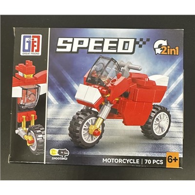 Конструктор SPEED  2в1 Мотоцикл - трансформер 70дет. 14*11см / 123-700