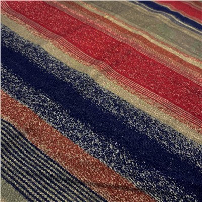 TIBET SHAWL, Тёплый тибетский палантин В КРАСНО-ОРАНЖЕВУЮ ПОЛОСКУ (размер 200 см. х 90 см.), 1 шт.