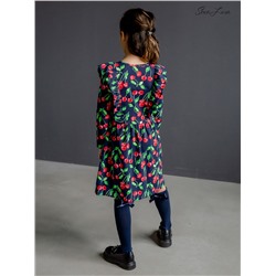 Платье София рукав вишня на черном ФМ