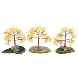 Дерево счастья на срезе агата с цитрином 55*35*80мм,