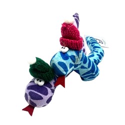 Змея (мягкая игрушка) в вязанной шапке 28см 1224-12