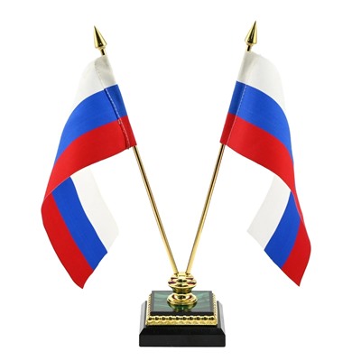 Подставка из малахита "Два флага" 70*70*250мм