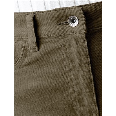 Укороченные эластичные брюки слим из микро вельвета