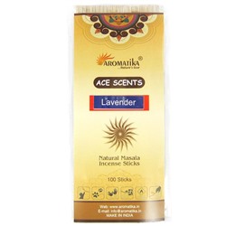 Ace Scents LAVENDER Natural Masala Incense Sticks, Aromatika (ЛАВАНДА натуральные ароматические палочки, Ароматика), 100 палочек.