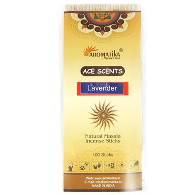 Ace Scents LAVENDER Natural Masala Incense Sticks, Aromatika (ЛАВАНДА натуральные ароматические палочки, Ароматика), 100 палочек.