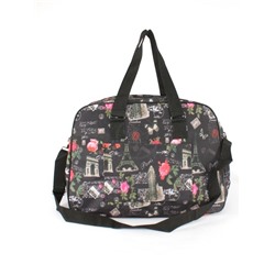 Сумка дорожная NTL-М-1021,  Дизайн,  ножки,  1отд,  1внеш карм,  плечевой ремень,  черный  ( Париж и розы)  SALE 254462