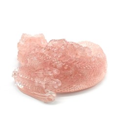 Фигурка из розового кварца и смолы "Дракон" 90*95*38мм