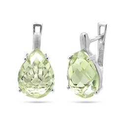 Серьги из серебра зеленый аметист, Капля