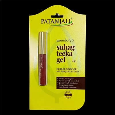 Saundarya SUHAG TEEKA GEL, Herbal Sindoor, Patanjali (Саундарья СУХАГ ТИКА ГЕЛЬ, Жидкий травяной Синдур для нанесения бинди, Патанджали), 3 г.