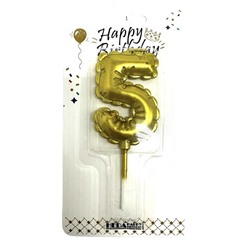Свечи декор. для торта Цифры Золото "5" 6см /блистер SV-5