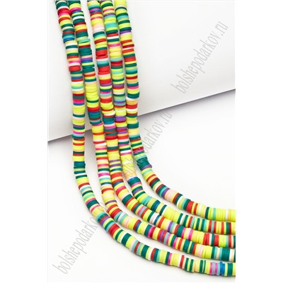 Бусины плоские 6 мм на леске 40 см (5 шт) SF-7285, ассорти №1