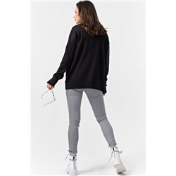 Кардиган вязаный свободный короткий с карманами черный