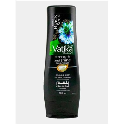 Vatika TURKISH BLACK SEED Strength And Shine Conditioner, Dabur (Ватика ТУРЕЦКИЙ ЧЕРНЫЙ ТМИН Кондиционер СИЛА И СИЯНИЕ для ослабленных и тусклых волос, Дабур), 200 мл.