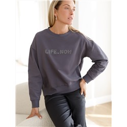 Свитшот из эластичного футера с авторским принтом